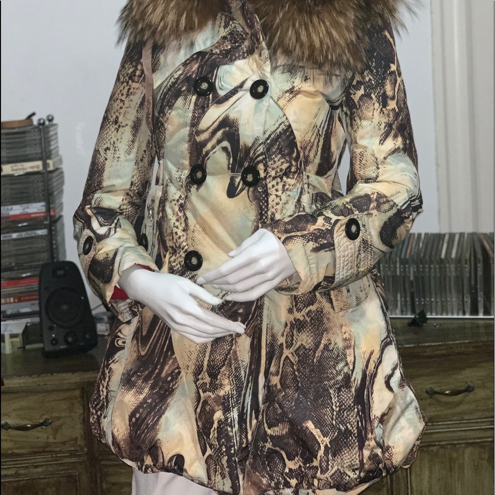 Moon River, Abstract Print Down Filled Puffer Coat, Sz 40 (US 4/6), EUC - Picture 2 of 15